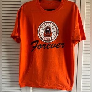 Illinois “Chief Forever” Short Sleeve T-shirt Sz L No Tag EUC Orange/Blue